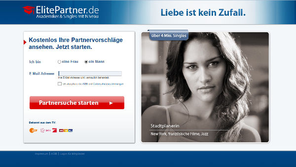 ElitePartner Homepage Sceenshot