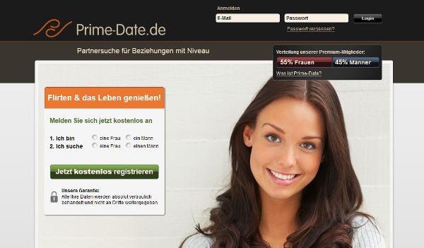 Prime-Date Homepage Sceenshot