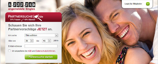 partnersuche.de Homepage Sceenshot