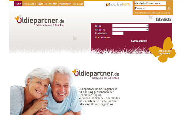 Oldiepartner.de Homepage Sceenshot