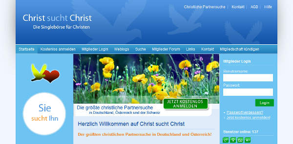 Christ sucht Christ Homepage Sceenshot