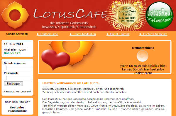 LotusCafe Homepage Sceenshot