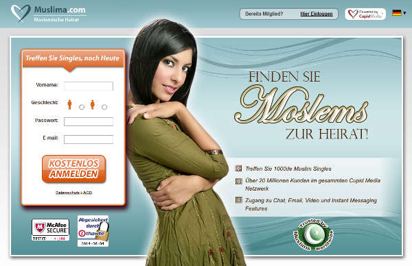 Muslima.com Homepage Sceenshot