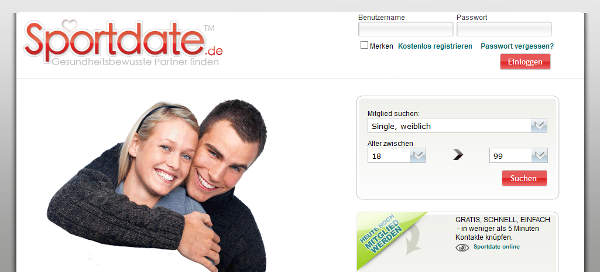 Sportdate.de Homepage Sceenshot