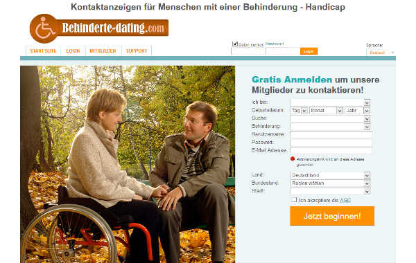 behinderte-dating.com Homepage Sceenshot