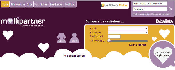 mollipartner Homepage Sceenshot