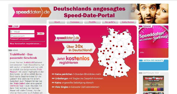 speeddaten.de Homepage Sceenshot