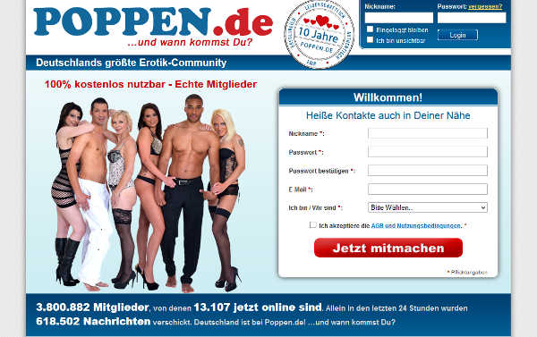 Poppen.de Homepage Sceenshot