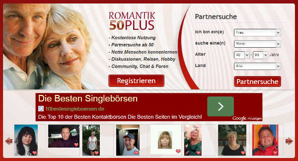 Romantik50plus.de Homepage Sceenshot